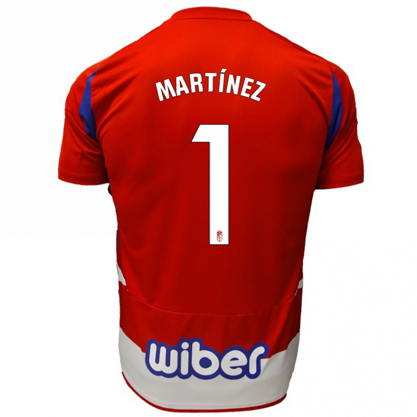 Kids Football Marc Martínez #1 Red White Blue Home Jersey 2024/25 T-Shirt