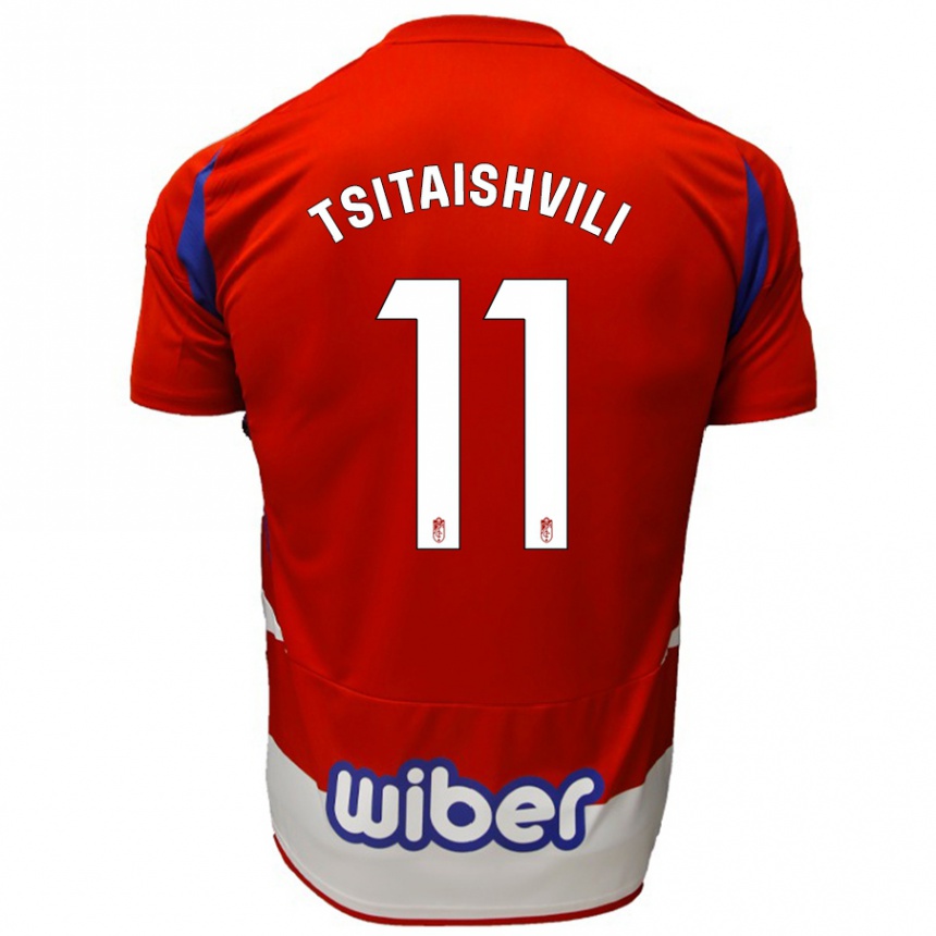 Kids Football Georgiy Tsitaishvili #11 Red White Blue Home Jersey 2024/25 T-Shirt