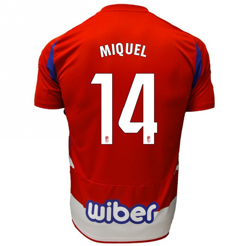 Kids Football Ignasi Miquel #14 Red White Blue Home Jersey 2024/25 T-Shirt