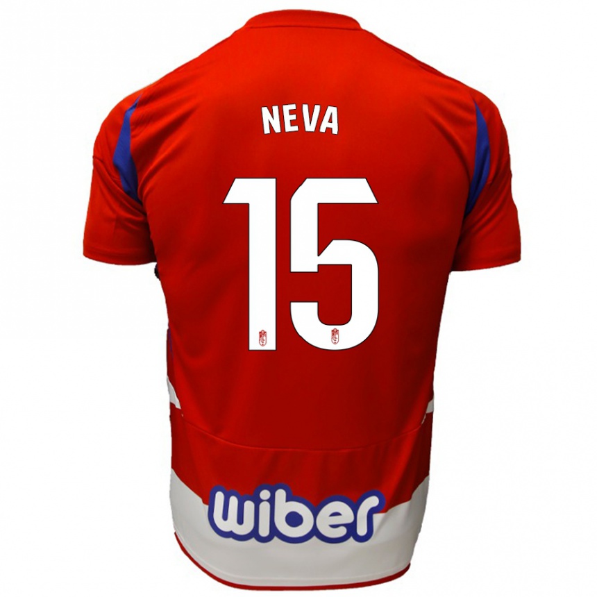 Kids Football Carlos Neva #15 Red White Blue Home Jersey 2024/25 T-Shirt