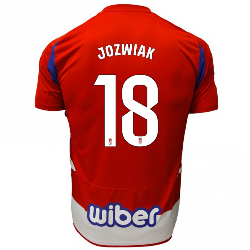 Kids Football Kamil Józwiak #18 Red White Blue Home Jersey 2024/25 T-Shirt