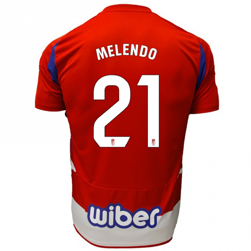 Kids Football Óscar Melendo #21 Red White Blue Home Jersey 2024/25 T-Shirt