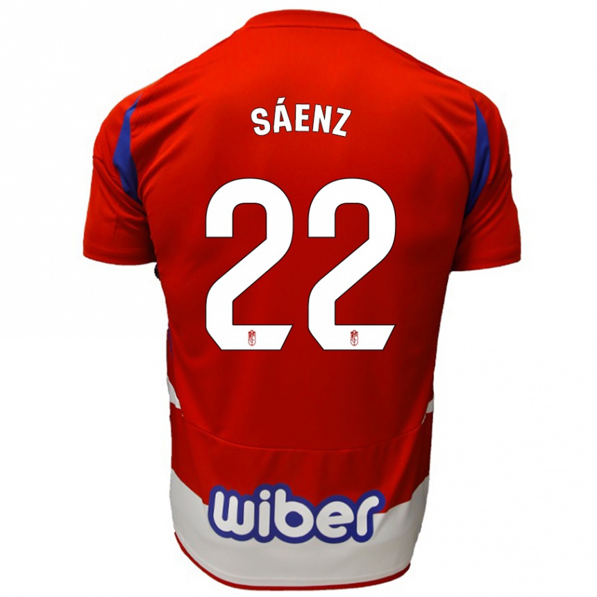 Kids Football Pablo Sáenz #22 Red White Blue Home Jersey 2024/25 T-Shirt