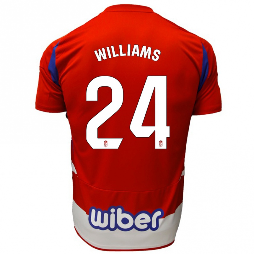 Kids Football Loïc Williams #24 Red White Blue Home Jersey 2024/25 T-Shirt