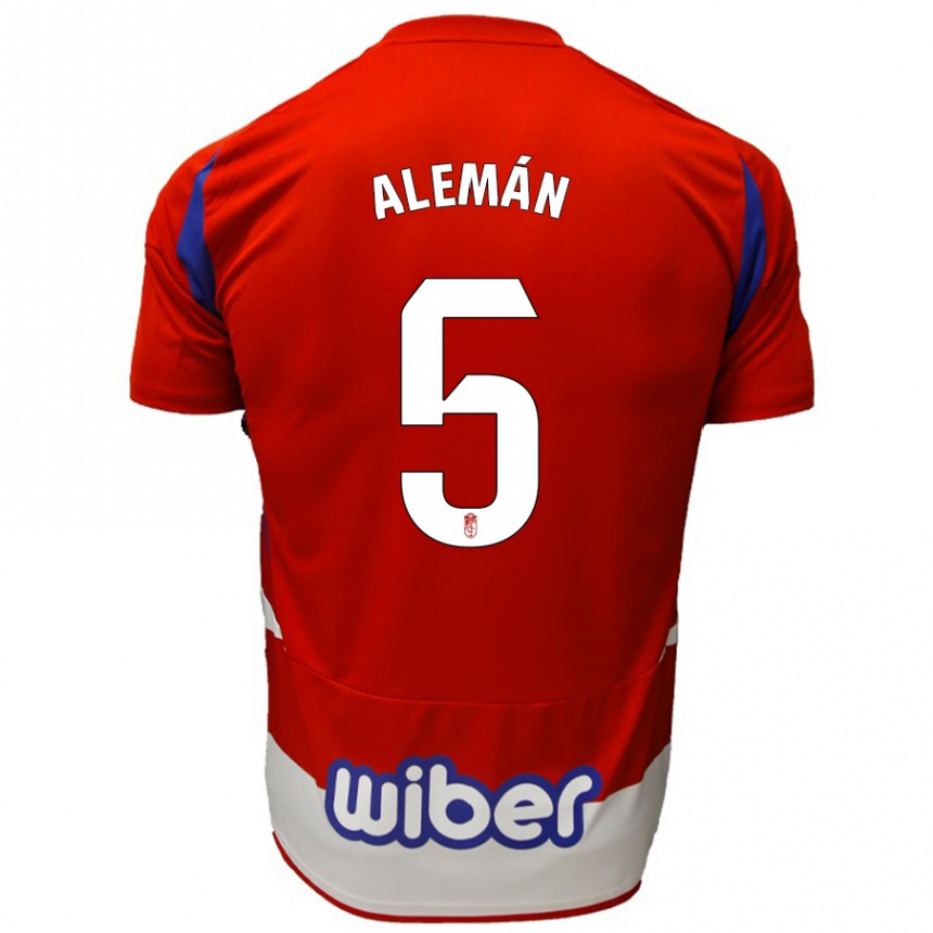 Kids Football Carlos Alemán #5 Red White Blue Home Jersey 2024/25 T-Shirt