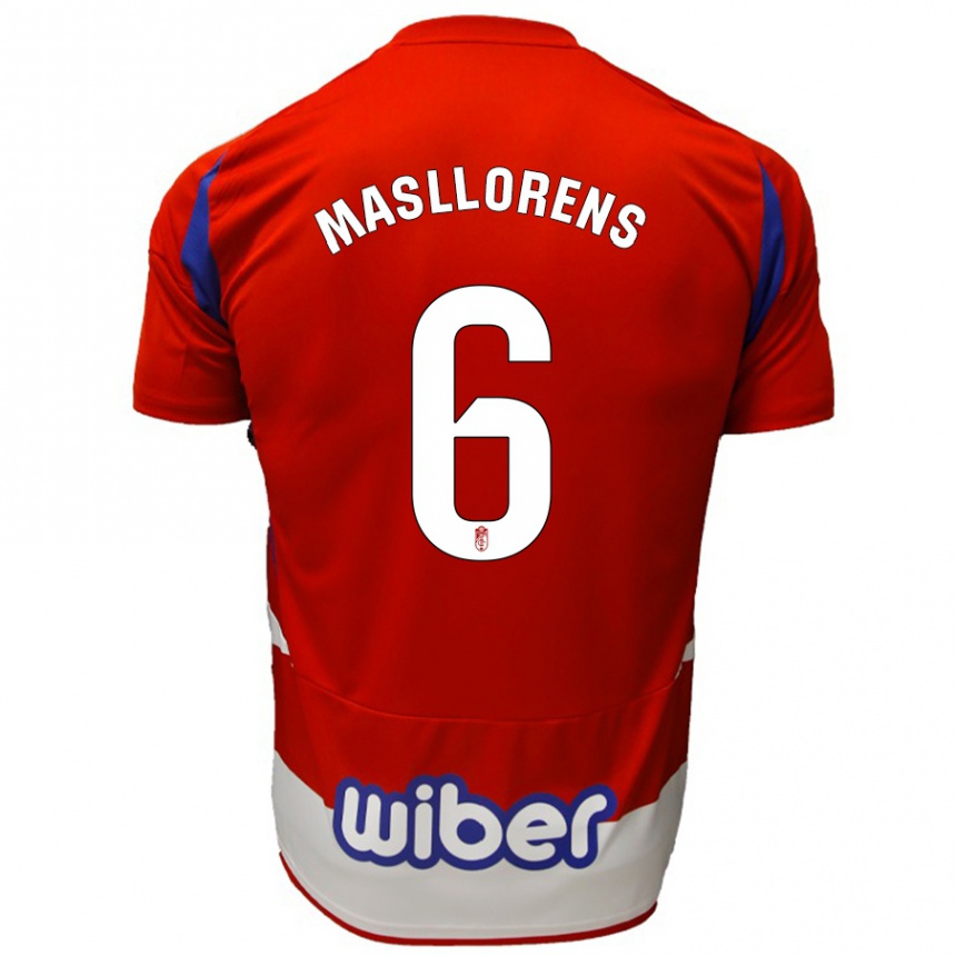 Kids Football José Masllorens #6 Red White Blue Home Jersey 2024/25 T-Shirt