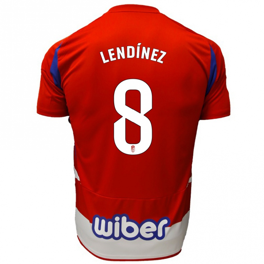 Kids Football Juanma Lendínez #8 Red White Blue Home Jersey 2024/25 T-Shirt