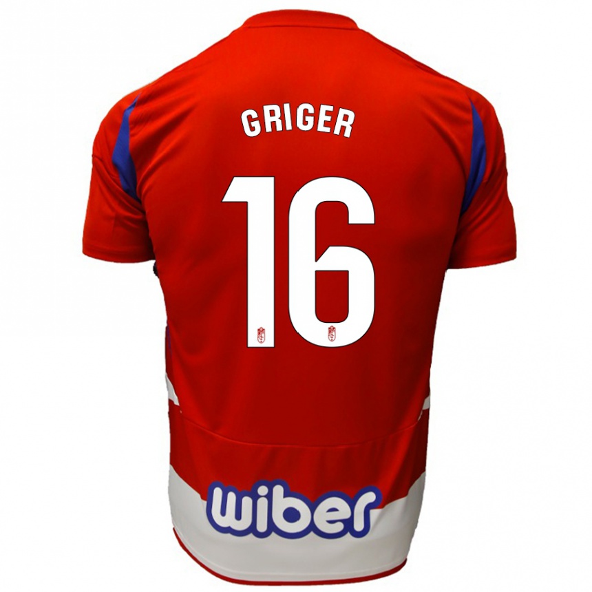 Kids Football Adam Griger #16 Red White Blue Home Jersey 2024/25 T-Shirt