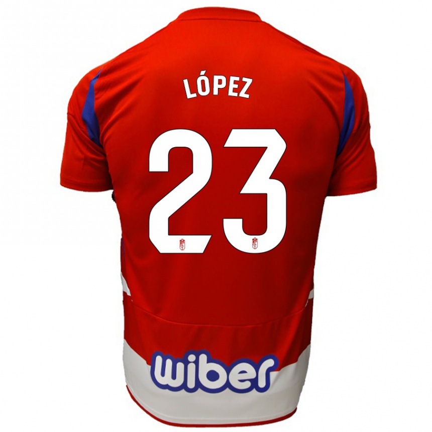 Kids Football Diego López #23 Red White Blue Home Jersey 2024/25 T-Shirt