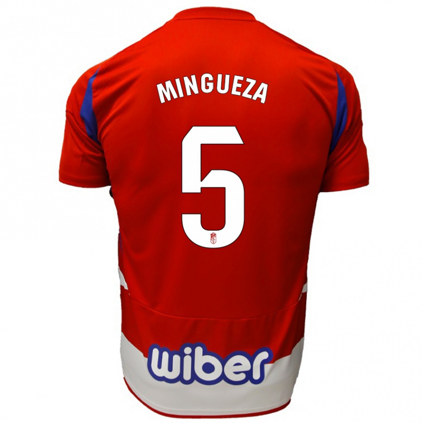 Kids Football Ariadna Mingueza #5 Red White Blue Home Jersey 2024/25 T-Shirt