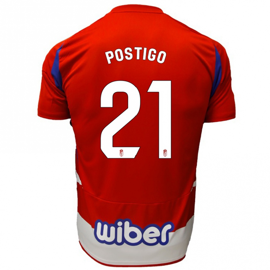 Kids Football Postigo #21 Red White Blue Home Jersey 2024/25 T-Shirt