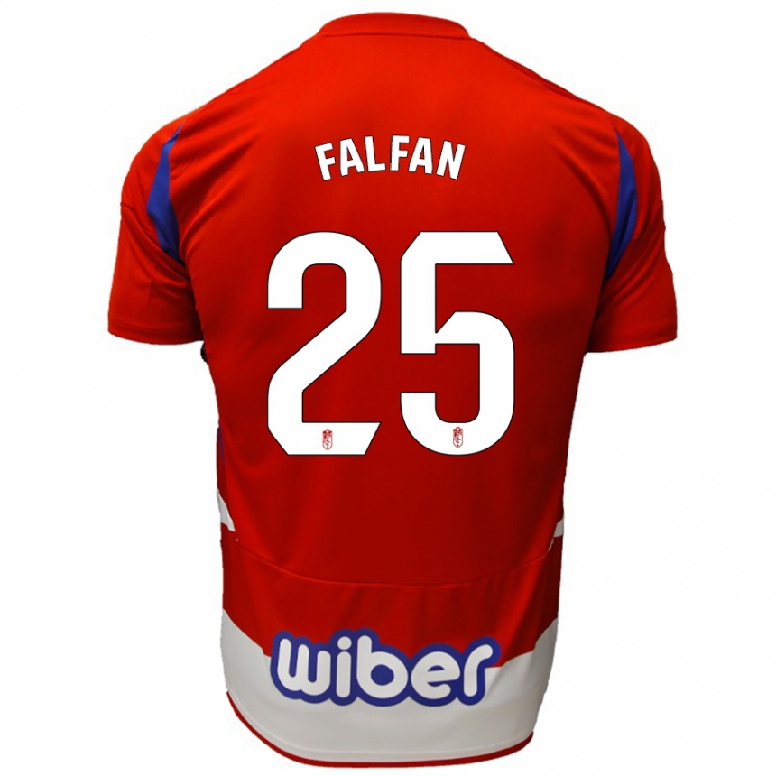 Kids Football Daiana Falfán #25 Red White Blue Home Jersey 2024/25 T-Shirt