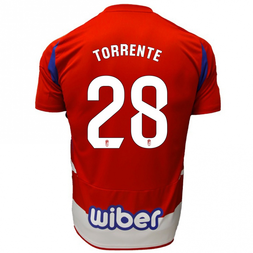 Kids Football Raúl Torrente #28 Red White Blue Home Jersey 2024/25 T-Shirt