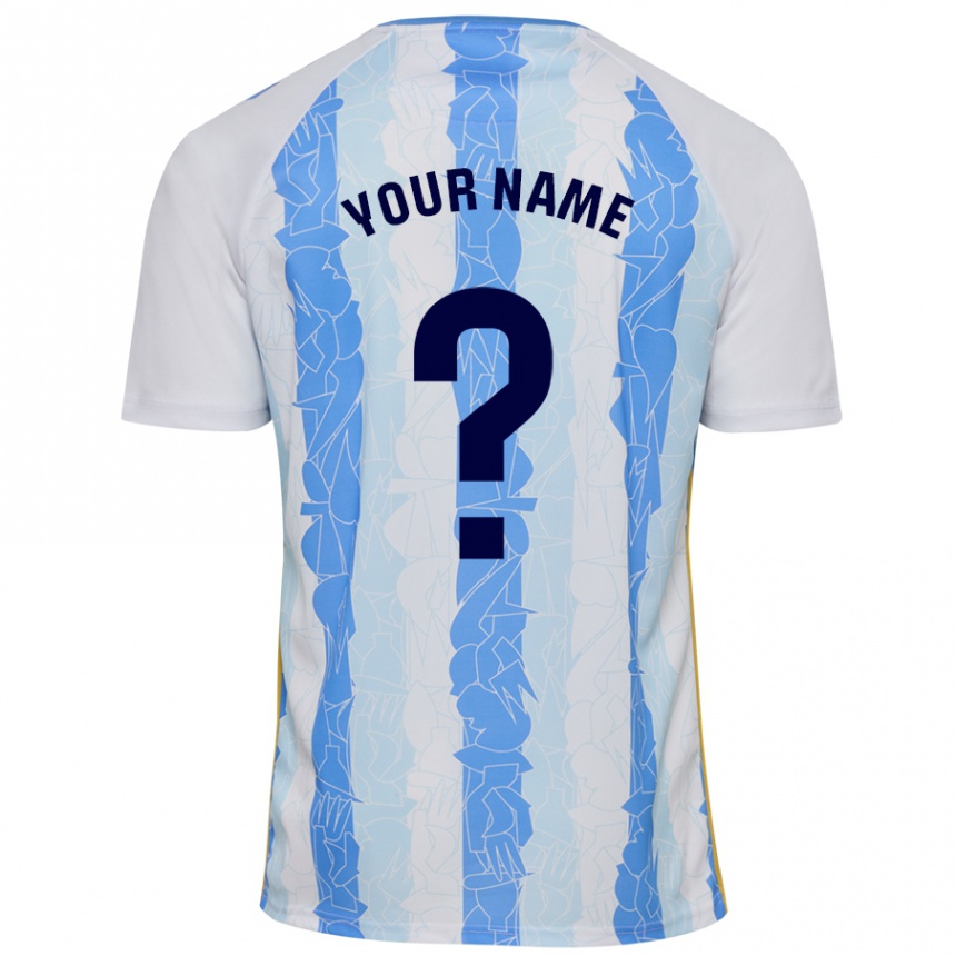 Kids Football Your Name #0 White Blue Home Jersey 2024/25 T-Shirt