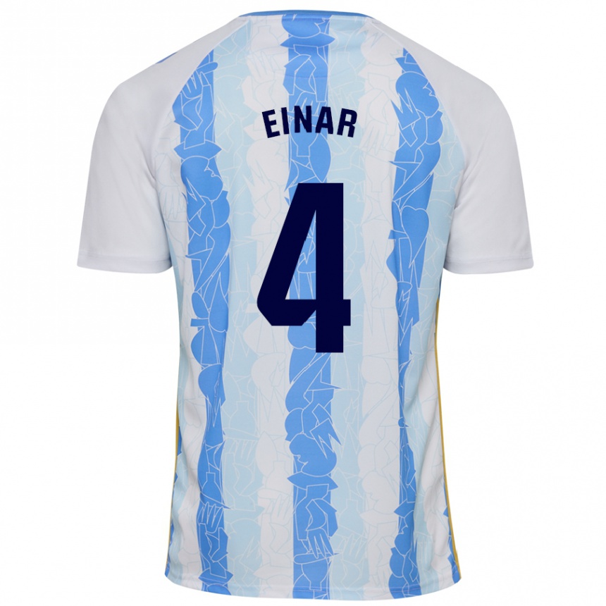 Kids Football Einar Galilea #4 White Blue Home Jersey 2024/25 T-Shirt