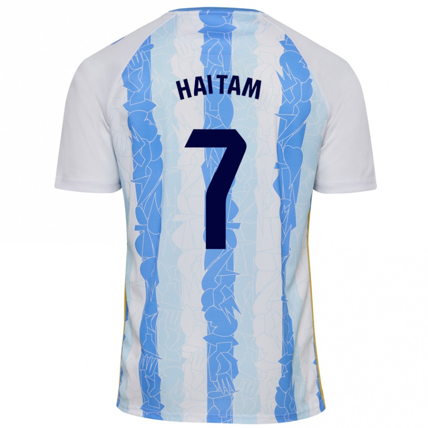 Kids Football Haitam Abaida #7 White Blue Home Jersey 2024/25 T-Shirt