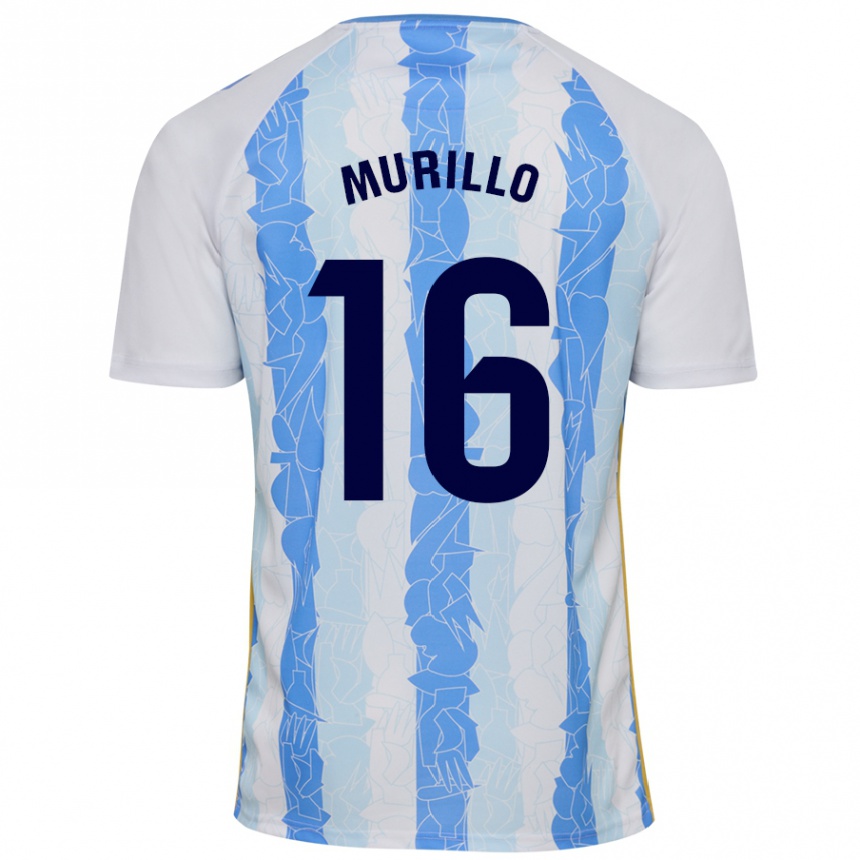 Kids Football Diego Murillo #16 White Blue Home Jersey 2024/25 T-Shirt