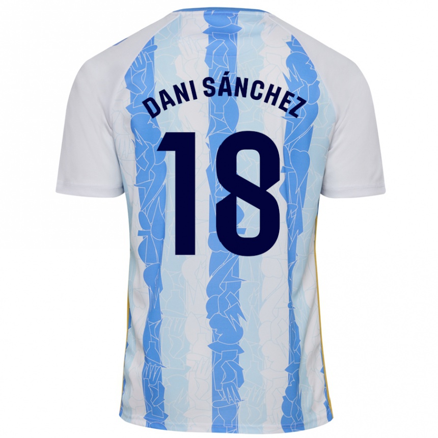 Kids Football Dani Sánchez #18 White Blue Home Jersey 2024/25 T-Shirt