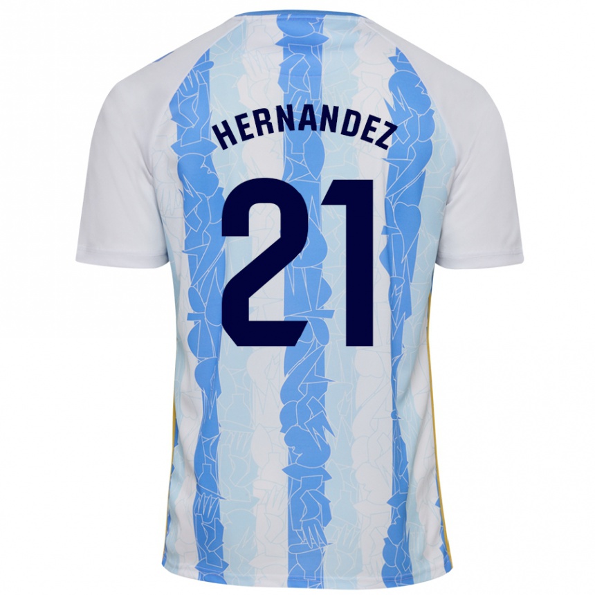 Kids Football Juan Hernández #21 White Blue Home Jersey 2024/25 T-Shirt