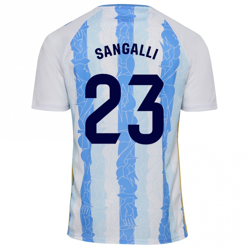 Kids Football Luca Sangalli #23 White Blue Home Jersey 2024/25 T-Shirt