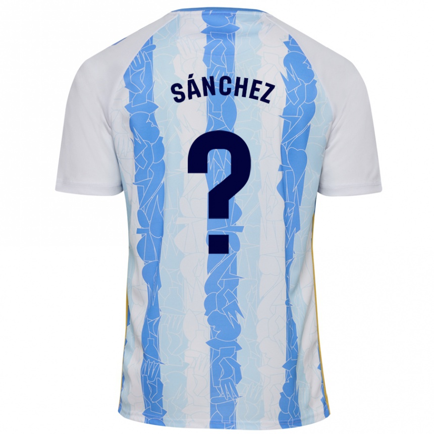 Kids Football Álvaro Sánchez #0 White Blue Home Jersey 2024/25 T-Shirt