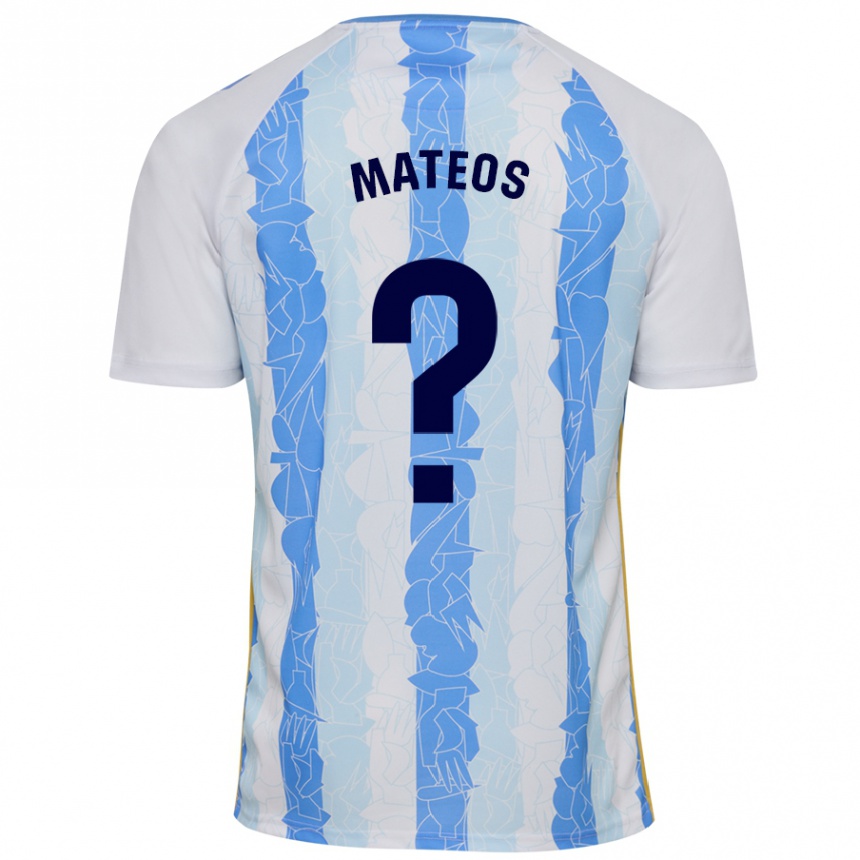 Kids Football Álex Mateos #0 White Blue Home Jersey 2024/25 T-Shirt