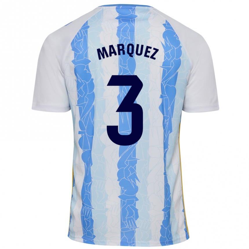 Kids Football David Márquez #3 White Blue Home Jersey 2024/25 T-Shirt