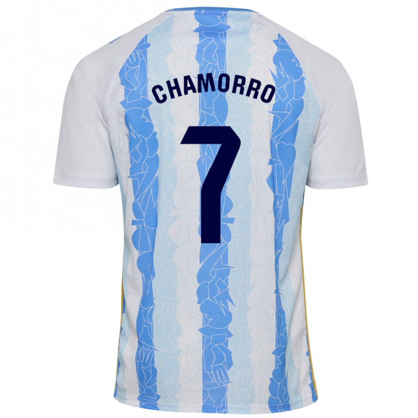 Kids Football Alexis Chamorro #7 White Blue Home Jersey 2024/25 T-Shirt