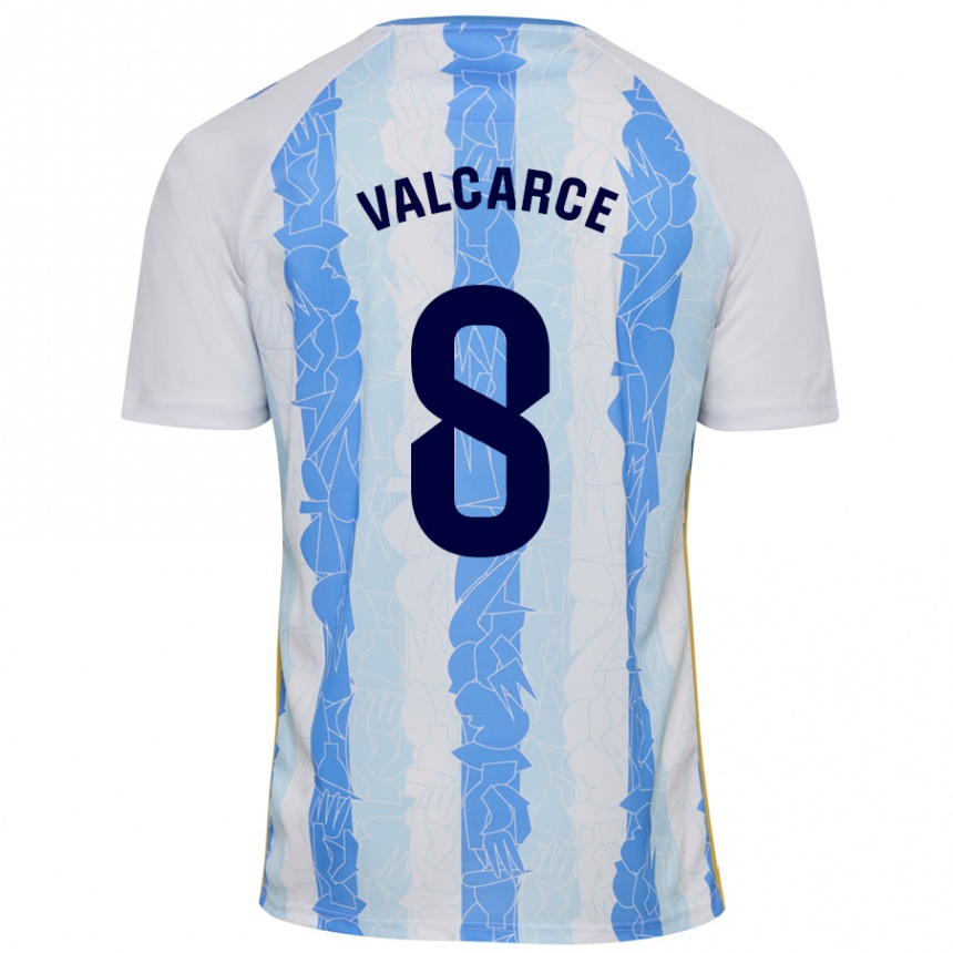 Kids Football Alejandro Valcarce #8 White Blue Home Jersey 2024/25 T-Shirt