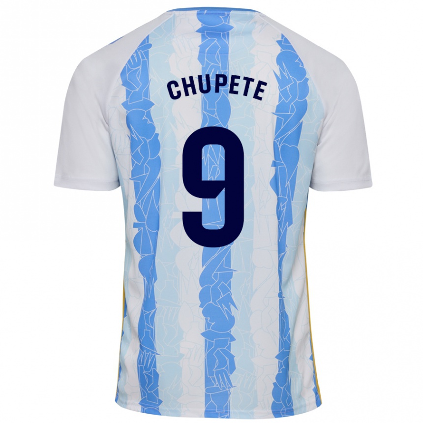 Kids Football Chupete #9 White Blue Home Jersey 2024/25 T-Shirt