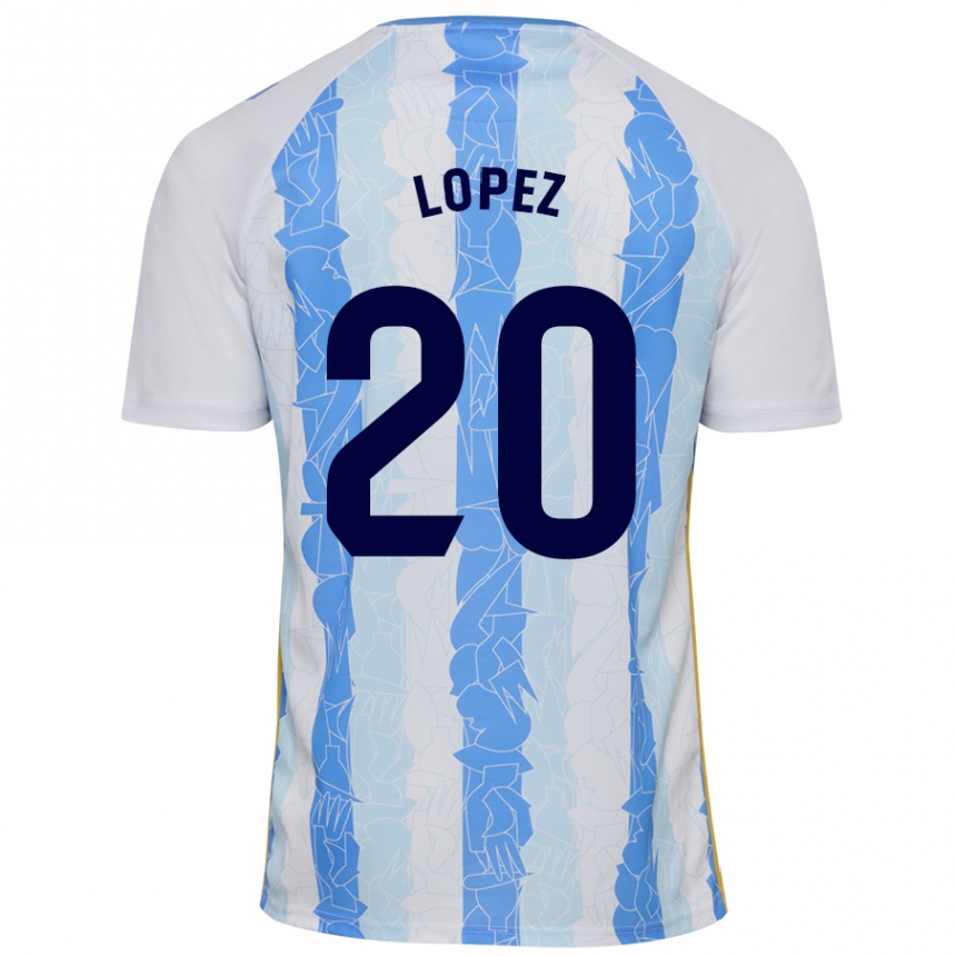 Kids Football Adri López #20 White Blue Home Jersey 2024/25 T-Shirt