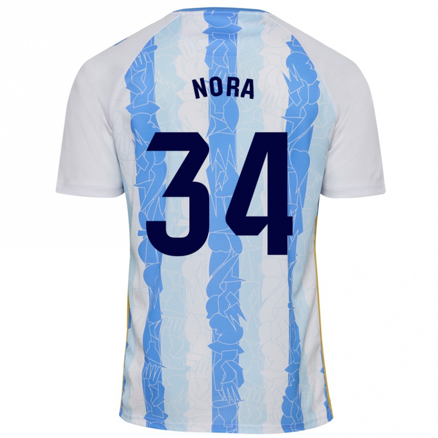 Kids Football Nora #34 White Blue Home Jersey 2024/25 T-Shirt