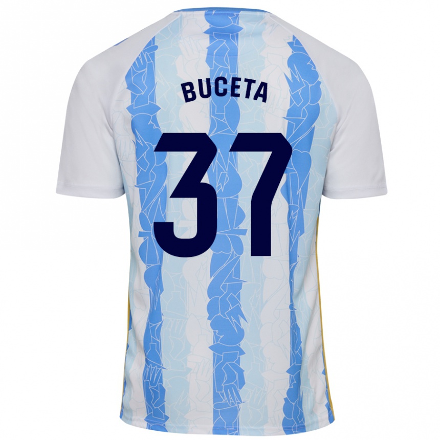 Kids Football Ana Buceta #37 White Blue Home Jersey 2024/25 T-Shirt