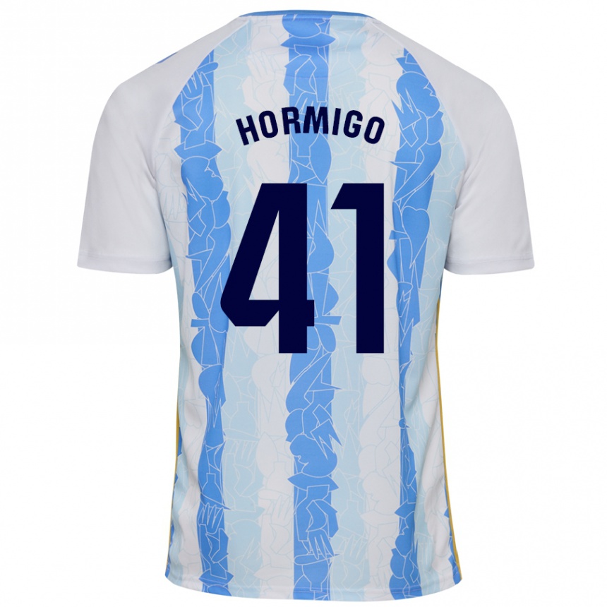 Kids Football Cintia Hormigo #41 White Blue Home Jersey 2024/25 T-Shirt