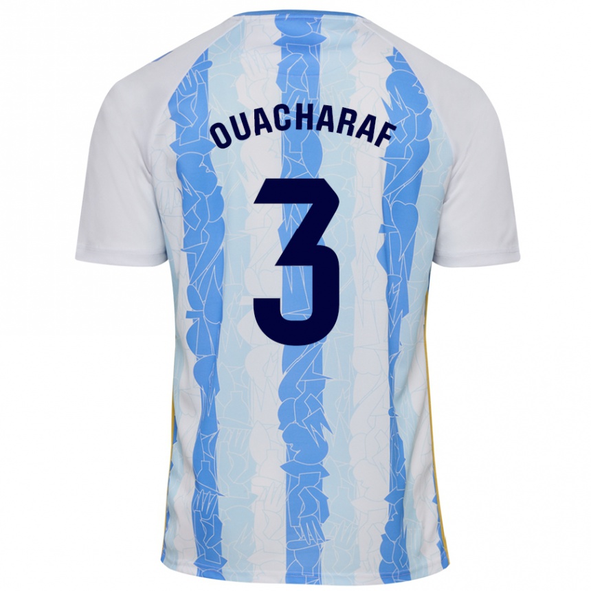 Kids Football Bilal Ouacharaf #3 White Blue Home Jersey 2024/25 T-Shirt