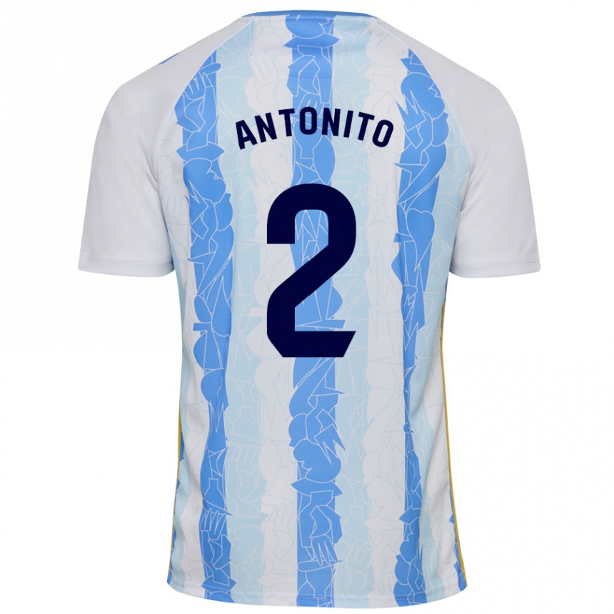 Kids Football Antoñito #2 White Blue Home Jersey 2024/25 T-Shirt