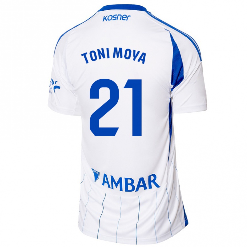 Kids Football Toni Moya #21 Red White Home Jersey 2024/25 T-Shirt