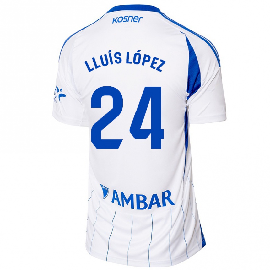 Kids Football Lluís López #24 Red White Home Jersey 2024/25 T-Shirt