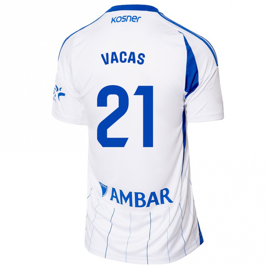 Kids Football Óscar Vacas #21 Red White Home Jersey 2024/25 T-Shirt