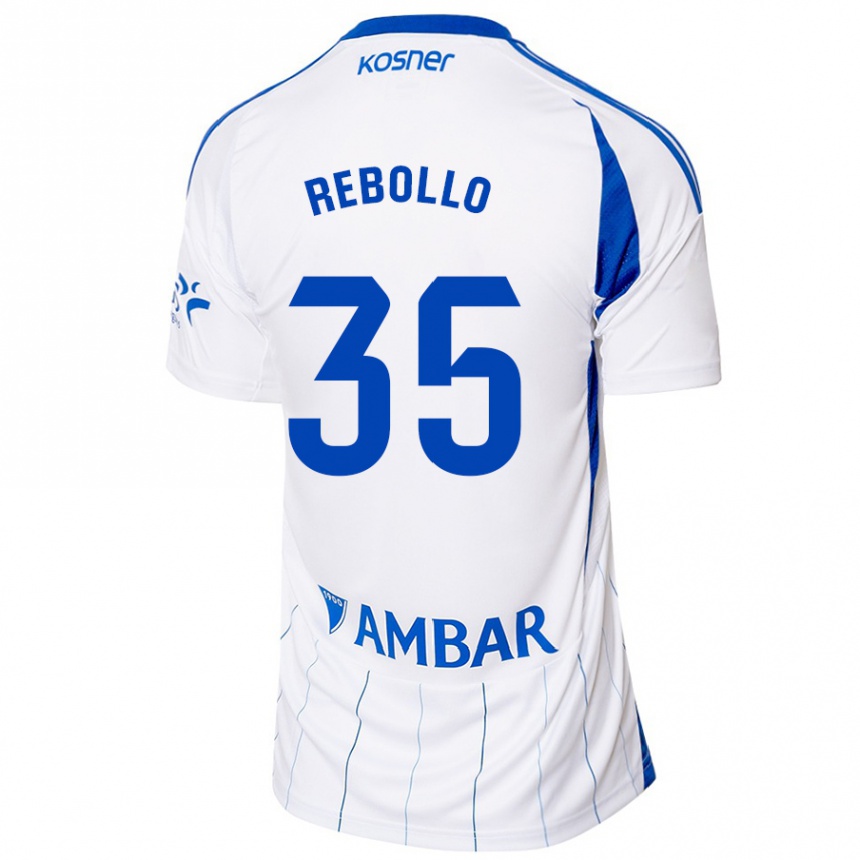 Kids Football Dani Rebollo #35 Red White Home Jersey 2024/25 T-Shirt