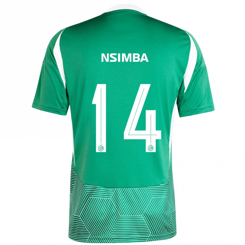 Kids Football Vital Nsimba #14 Green White Home Jersey 2024/25 T-Shirt