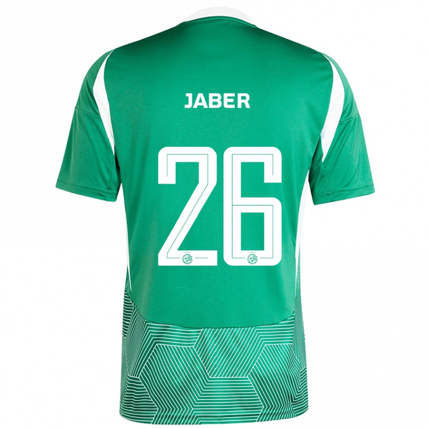 Kids Football Mahmoud Jaber #26 Green White Home Jersey 2024/25 T-Shirt