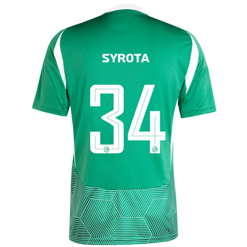 Kids Football Oleksandr Syrota #34 Green White Home Jersey 2024/25 T-Shirt