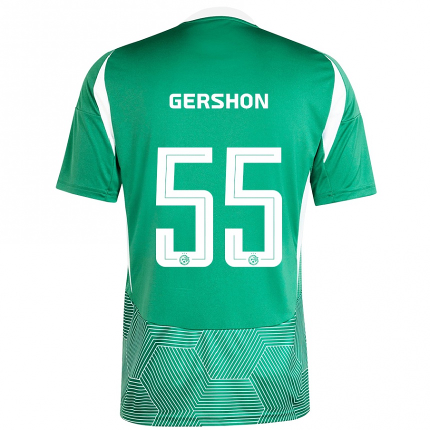 Kids Football Rami Gershon #55 Green White Home Jersey 2024/25 T-Shirt