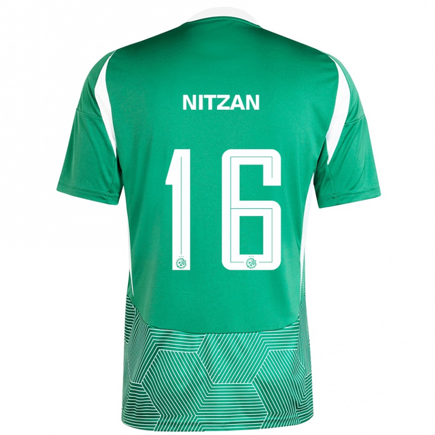 Kids Football Itamar Nitzan #16 Green White Home Jersey 2024/25 T-Shirt