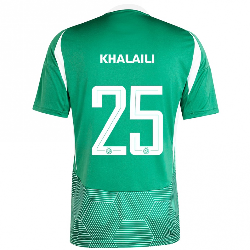 Kids Football Anan Khalaili #25 Green White Home Jersey 2024/25 T-Shirt