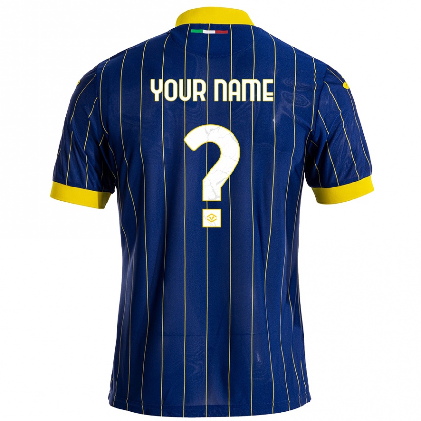 Kids Football Your Name #0 Blue Yellow Home Jersey 2024/25 T-Shirt