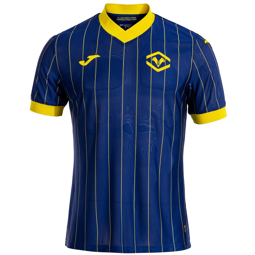 Kids Football Riccardo Mattoccia #0 Blue Yellow Home Jersey 2024/25 T-Shirt