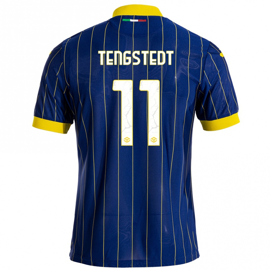 Kids Football Casper Tengstedt #11 Blue Yellow Home Jersey 2024/25 T-Shirt