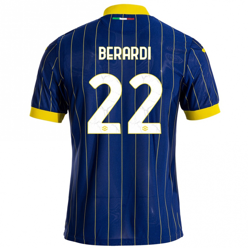 Kids Football Alessandro Berardi #22 Blue Yellow Home Jersey 2024/25 T-Shirt